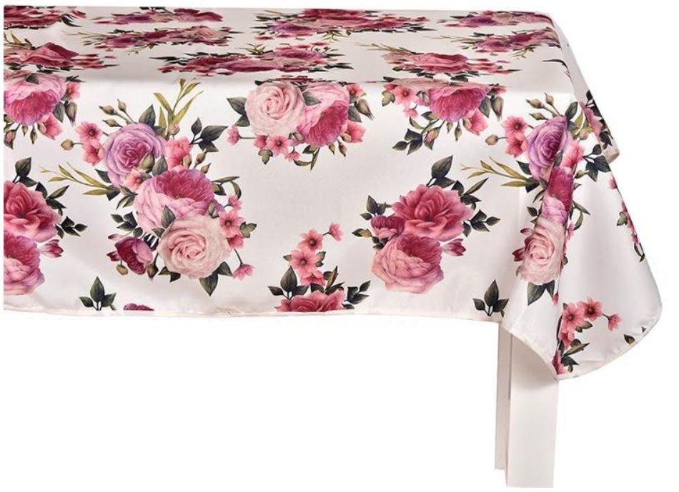 Mantel antimanchas 140x240 Flores Rosa